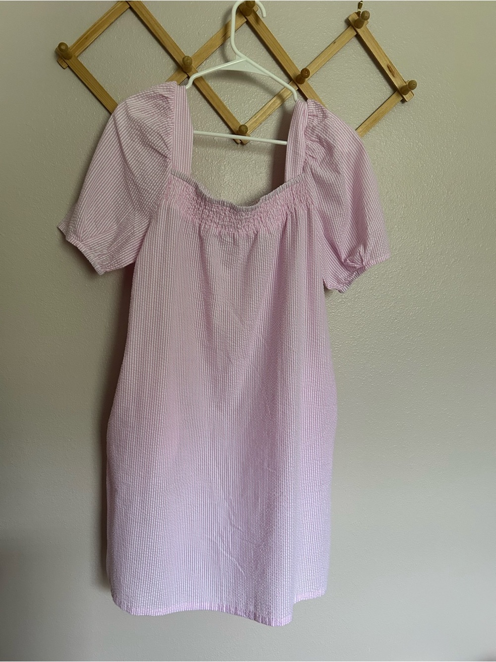 SMF Pink and White Seersucker Dress M